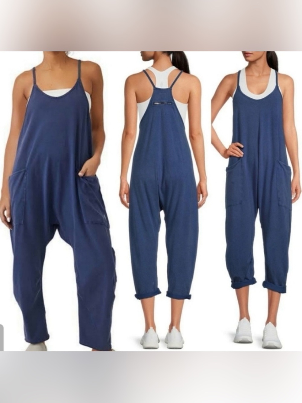 FP Movement Free People Hot Shot Onesie Blue Jumpsuit Size M